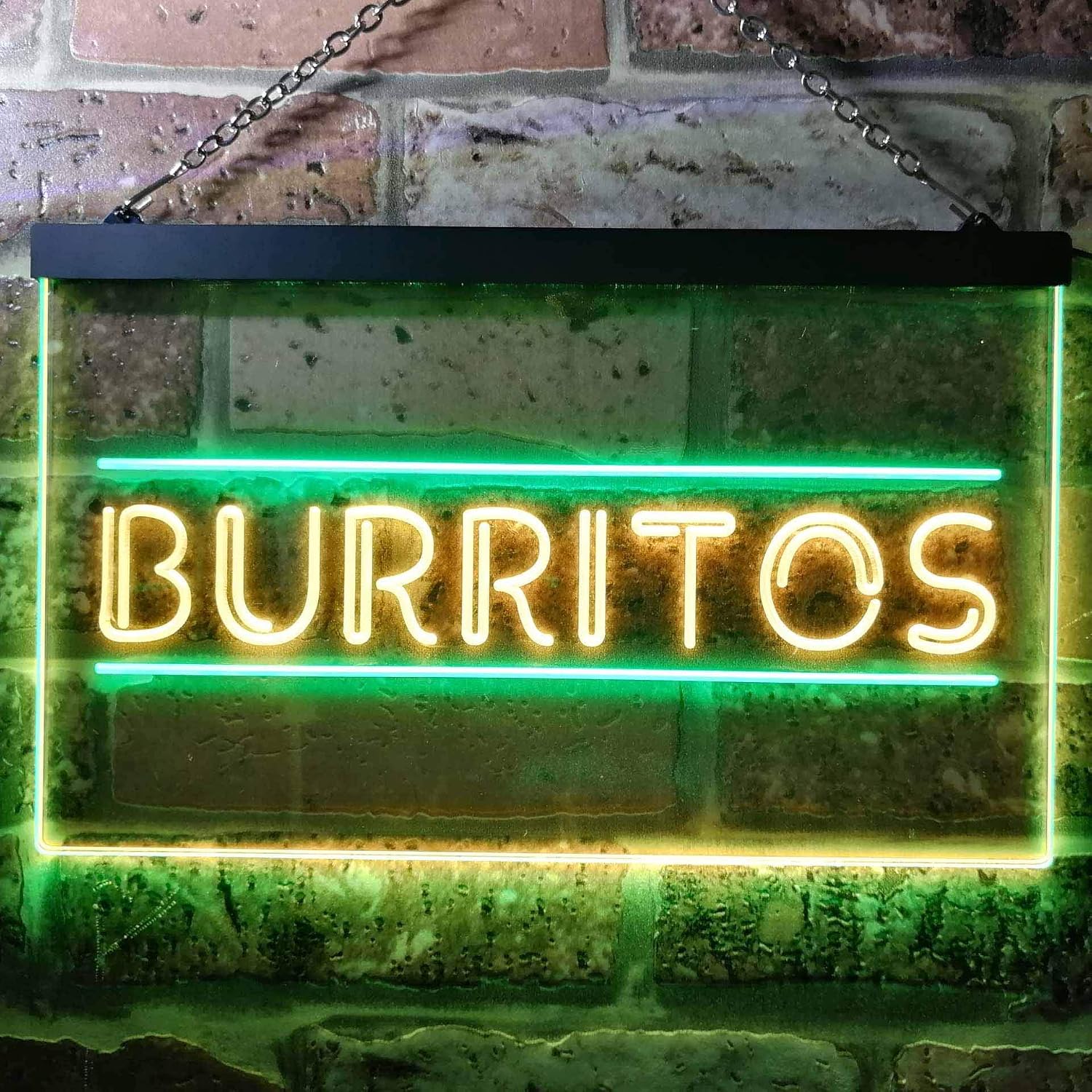 ADVPRO Burritos Café Shop Dual Color LED Neon Sign Green & Yellow 24" x 16" st6s64-i0288-gy