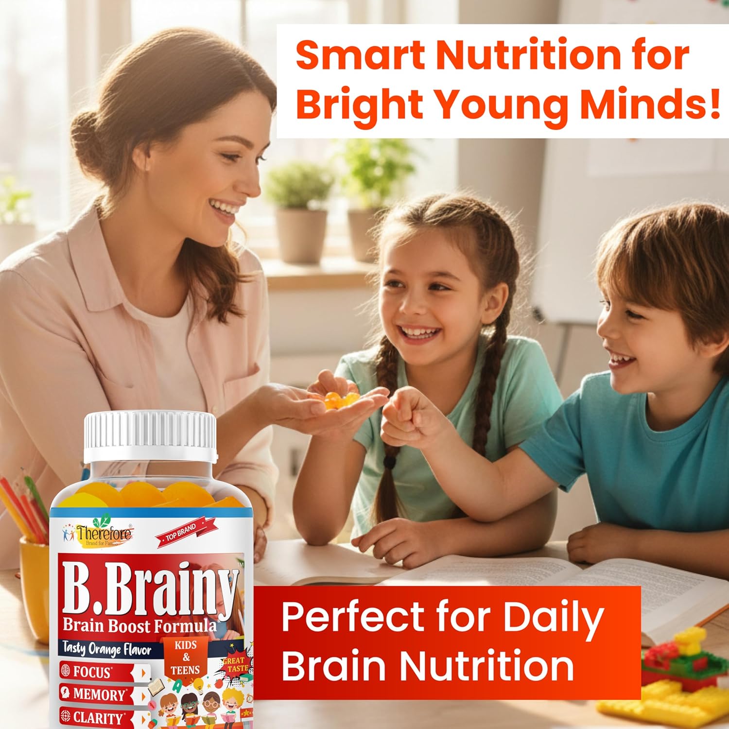 B.Brainy Focus Gummies for Kids & Teens, Kids Focus and Attention Supplements, Brain Focus Vitamins, Vegan Omega 3 EPA/DHA, Support Memory, Clarity, Concentration, Low Sugar 60 Gummies - Image 8
