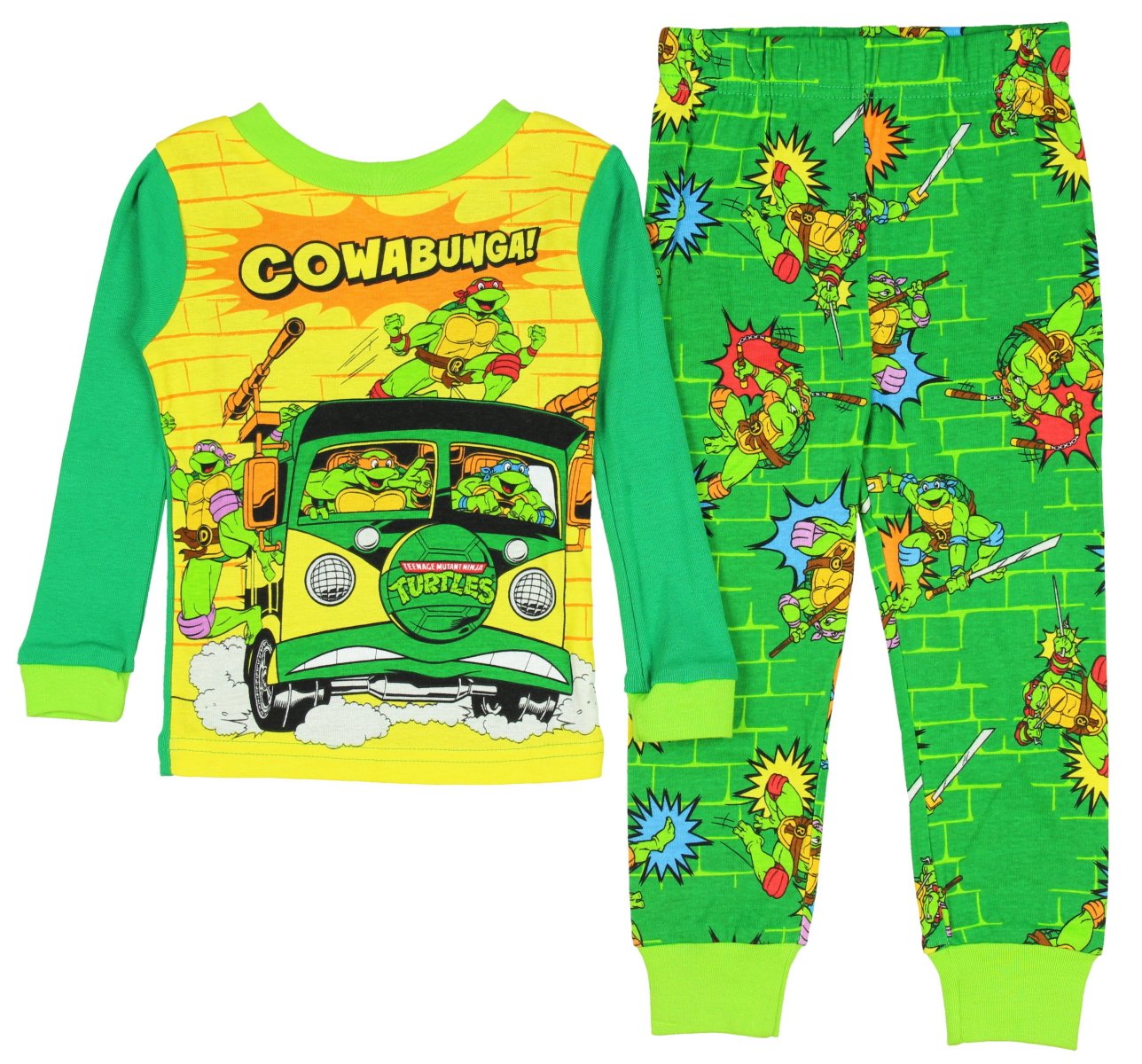 Teenage Mutant Ninja Turtles Little Boys Cotton Pajama Set (5T) Green Tight Fit