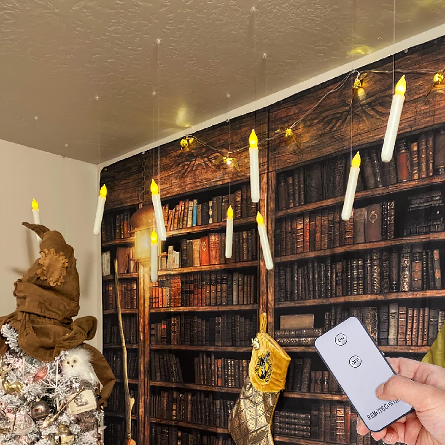 Homemory LED Batteries Operated Taper Candles with Remote, Flickering Light Flameless Taper Window Candle, Set of 12 Warm Yellow Fake Candles for Halloween, Church, Party