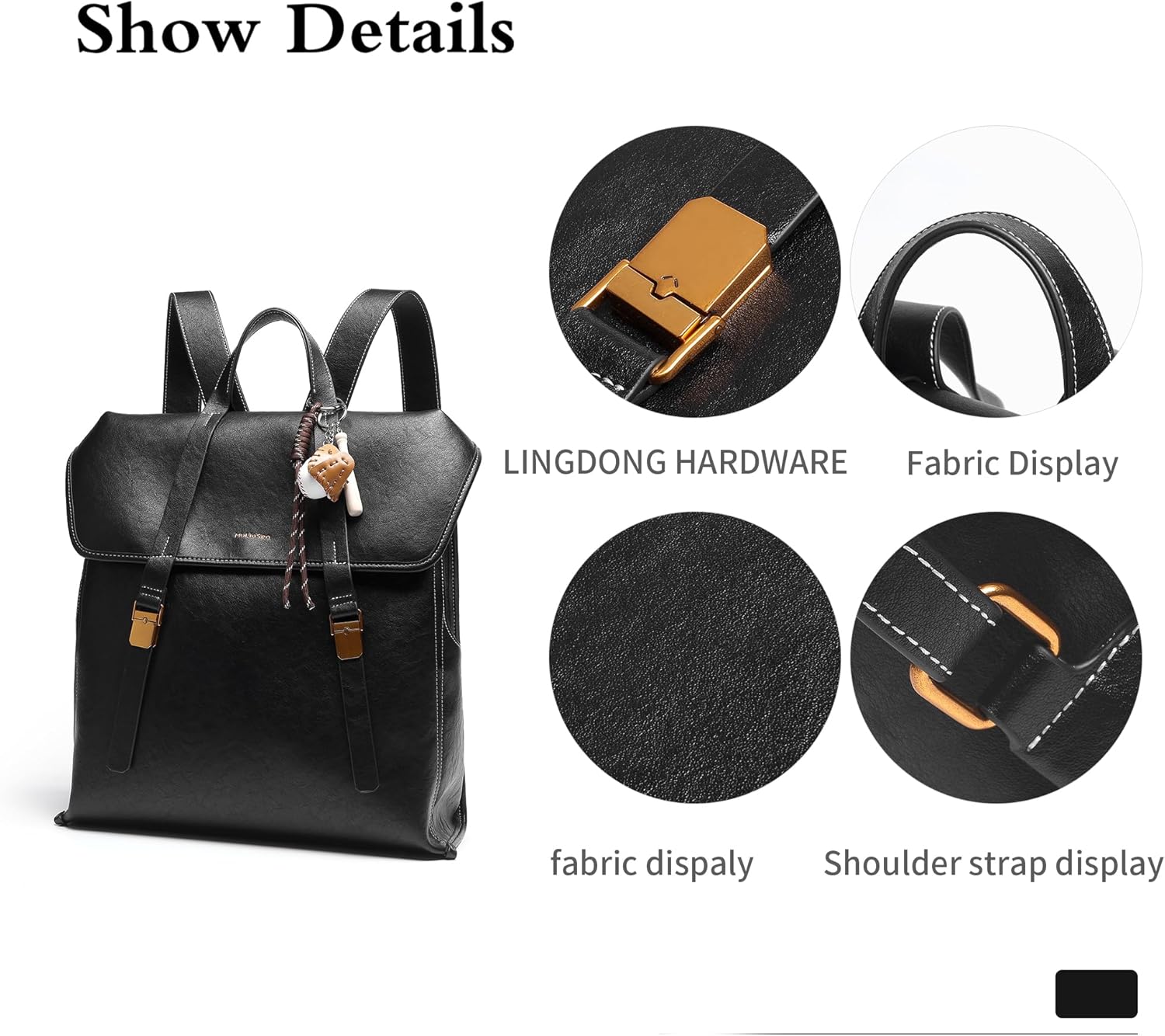 Large Backpack Purse for Women and Men Anti-theft PU Leather Fashion Designer Vintage Rucksack Travel Shoulder Bags Convertible Camping School Bussiness College 160A Black - Image 3