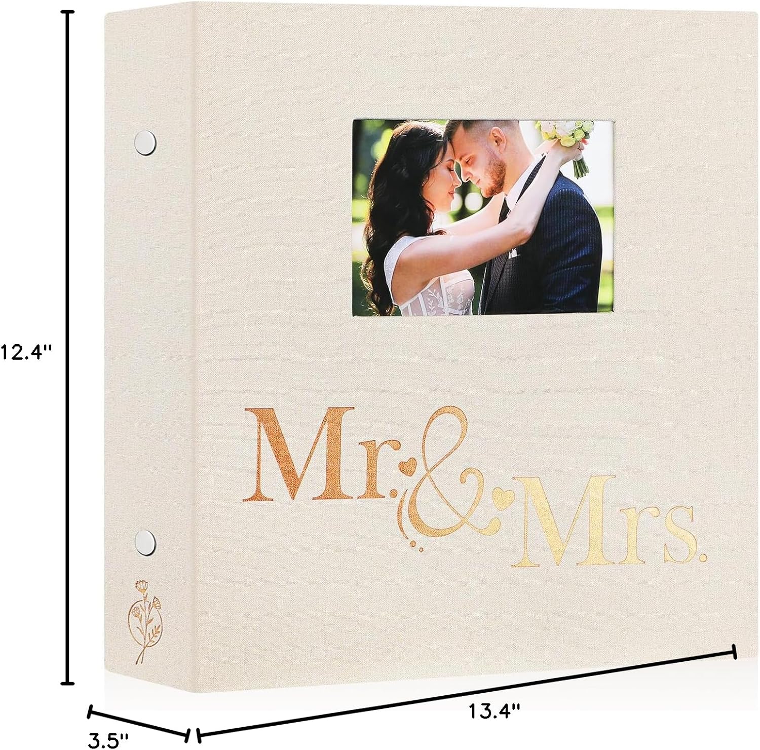Lanpn Wedding Photo Album 4x6 1000 Pocket Photos Slip in, Linen Cover Large Capacity Newlywed Marriage Window Album Hold 1000 Horizontal Vertical Photos (Mr & Mrs, Beige)