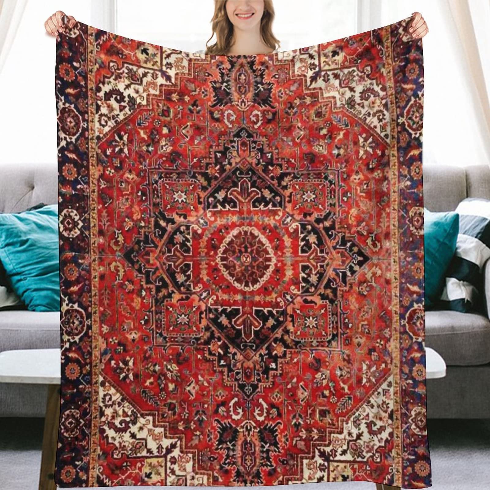 Amazon.com: Heriz Antique Vintage Boho Persian Carpet Flannel