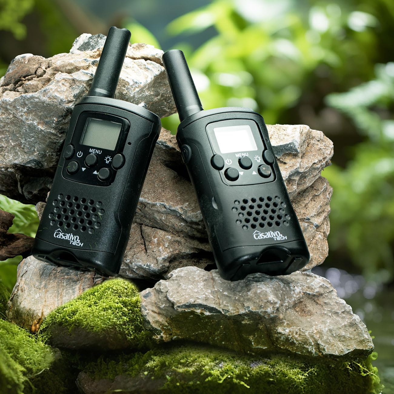 2er-Set Profi Akku-PMR-Funkgerät, Gürtelclip & Taschenlampe, Walkie Talkie mit 10km Reichweite, 8 Kanäle, Ladestation, 8 Stunden Sprechzeit