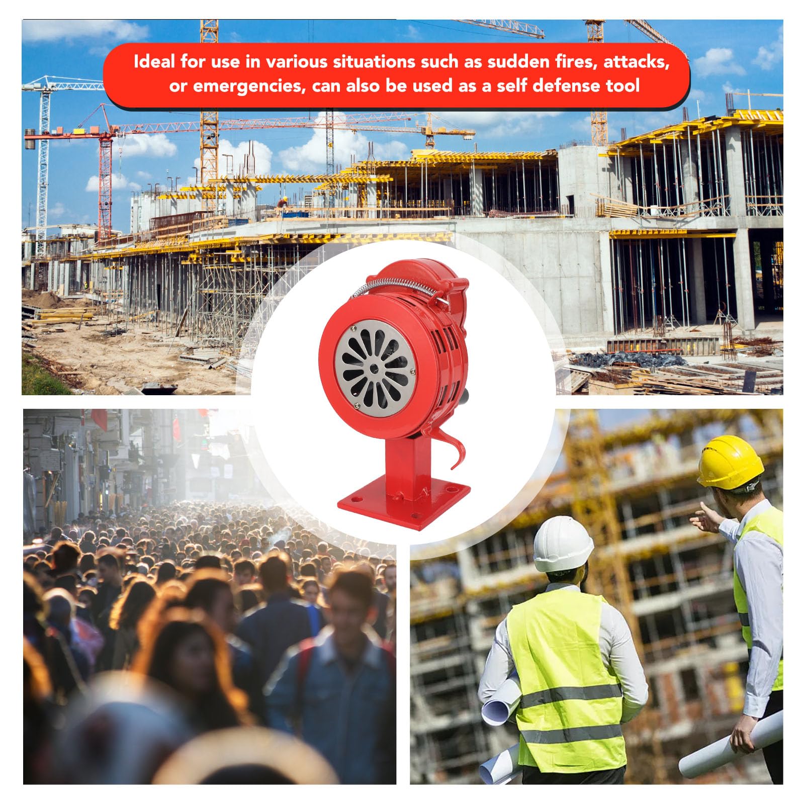 Sirena D'allarme A Manovella QWORK - 110 DB, Lega Di Alluminio, Per Emergenze - Foto 6