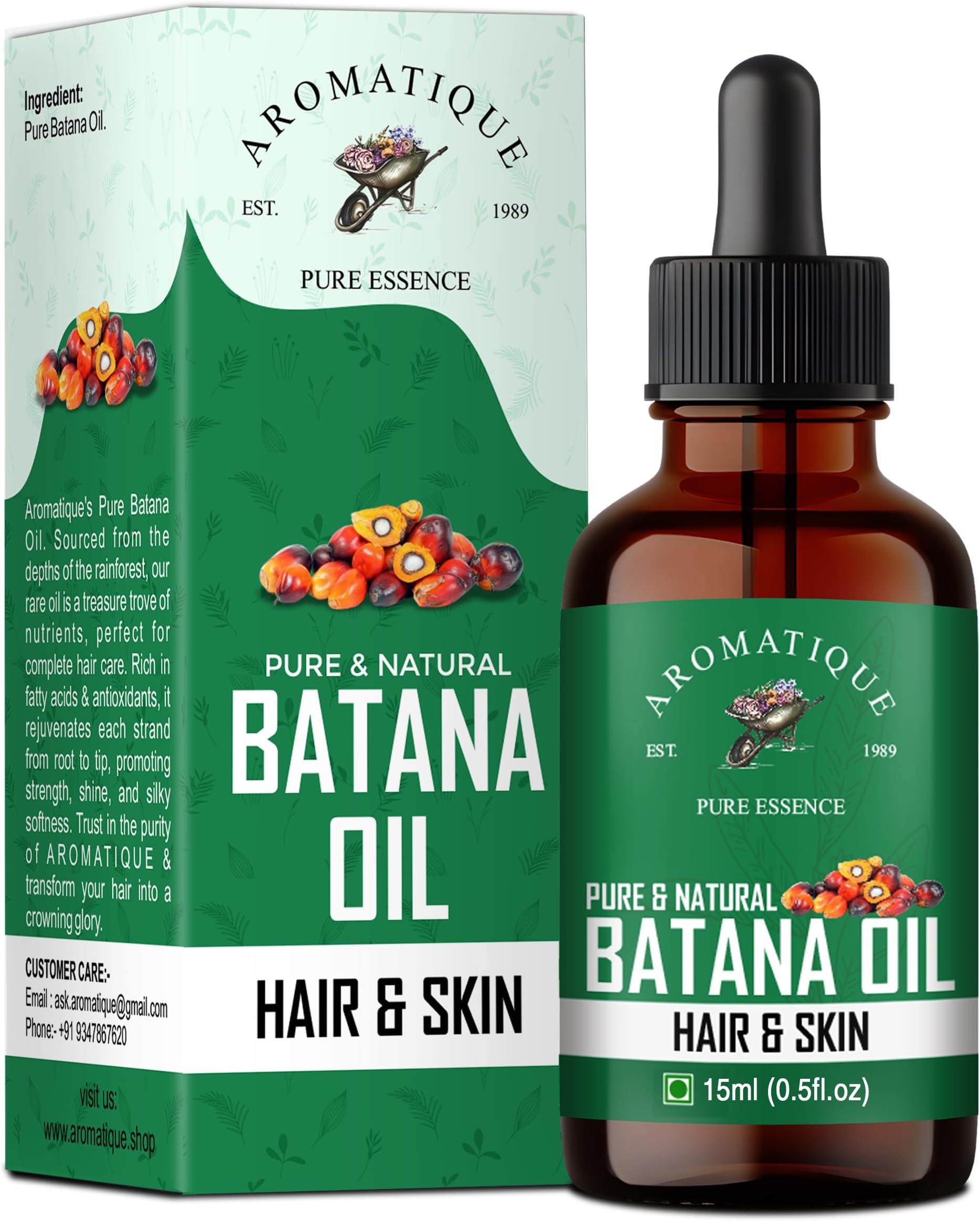 Aromatique Pure Batana Oil For Hair By Dr Sebi Sourced From Honduras.Cold Pressed Oil, Derived from palm nut oil For Hair & Skin (15 ML)