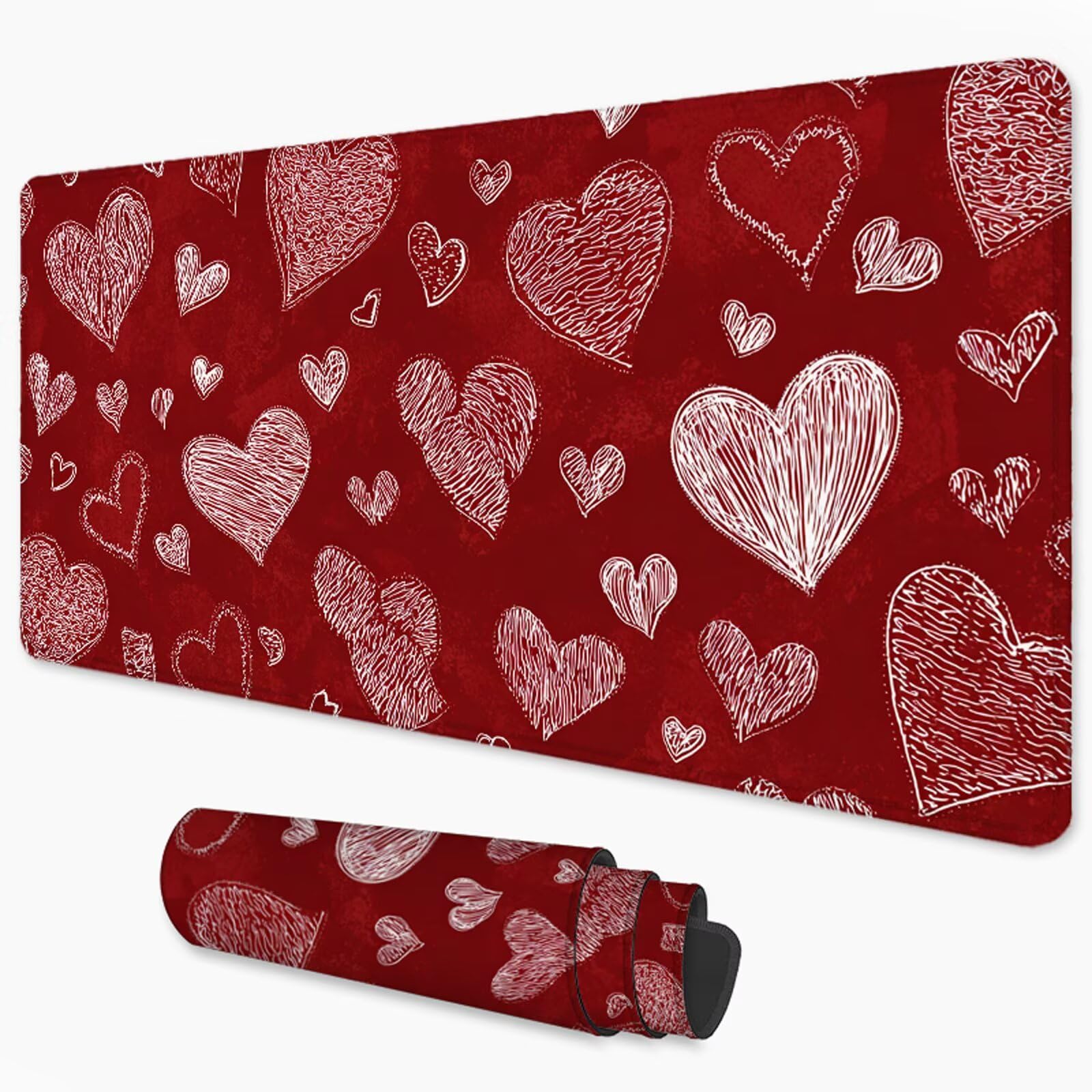 Podwójna podkładka pod mysz XXL 1200 x 600 mm, miłość pod biurko z wodoodporną powierzchnią i antypoślizgową podstawą, podkładka pod mysz do biura, komputera, poprawia dokładność i szybkość 3Y-1335