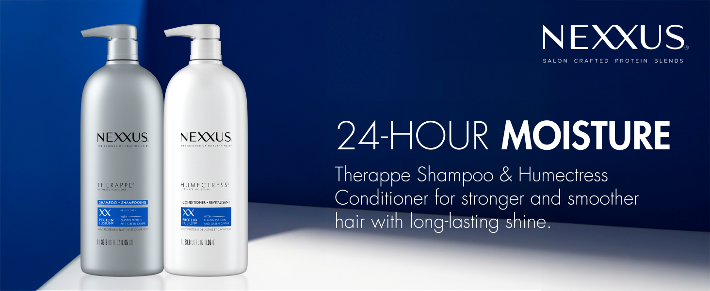 Nexxus Shampoo and Conditioner Therappe Humectress 2 Count for Dry Hair Silicone-Free, Moisturizing Caviar Complex and Elastin Protein for thicker and stronger hair 33.8 oz