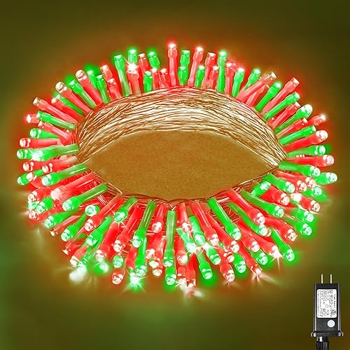 Miniatura 43 de Guirnalda de luces navideñas con 300 LEDs, 99 pies, para interiores y exteriores, cable transparente, impermeable, 8 modos, conectables, decoración