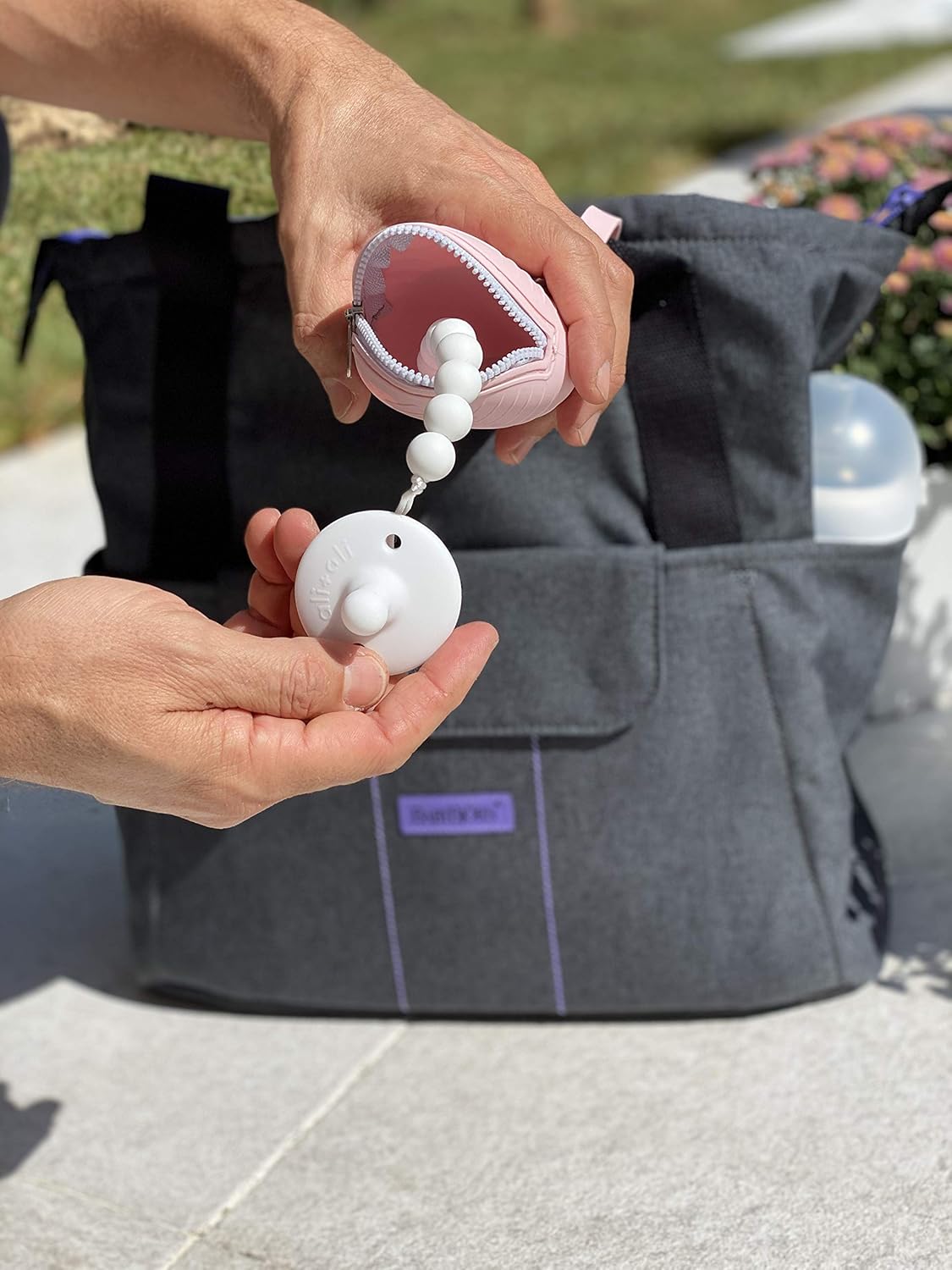 Ali+Oli Pacifier Holder Case (Pure White) Fits Pacifiers & Pacifier Clip | Stroller & Diaper Bag Accessory : Baby