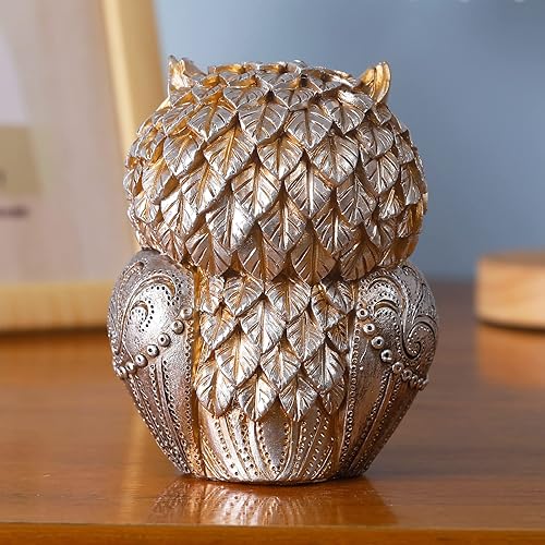 Miniatura 5 de Artpaul Estatua de búho para decoración del hogar, figuras de búho pequeñas, estantes para decoración del hogar, oficina, sala de estar, regalos