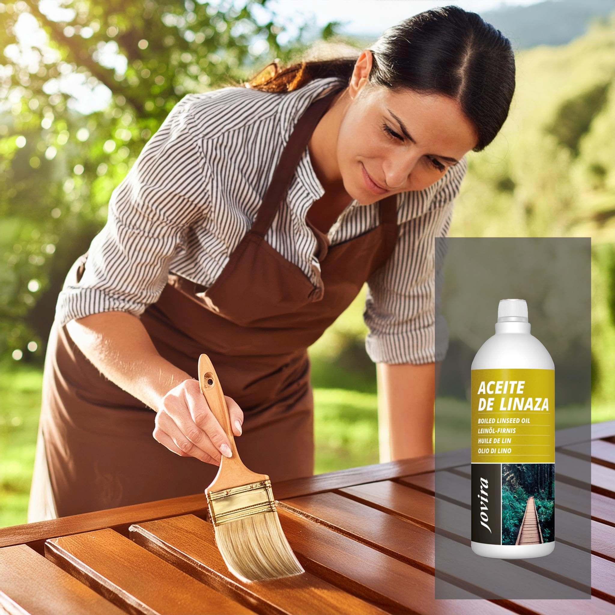 JOVIRA PINTURAS Huile de Lin 10 L (100% PURE NATURELLE) Protection, nutrition et entretien du bois. (10 Litres)