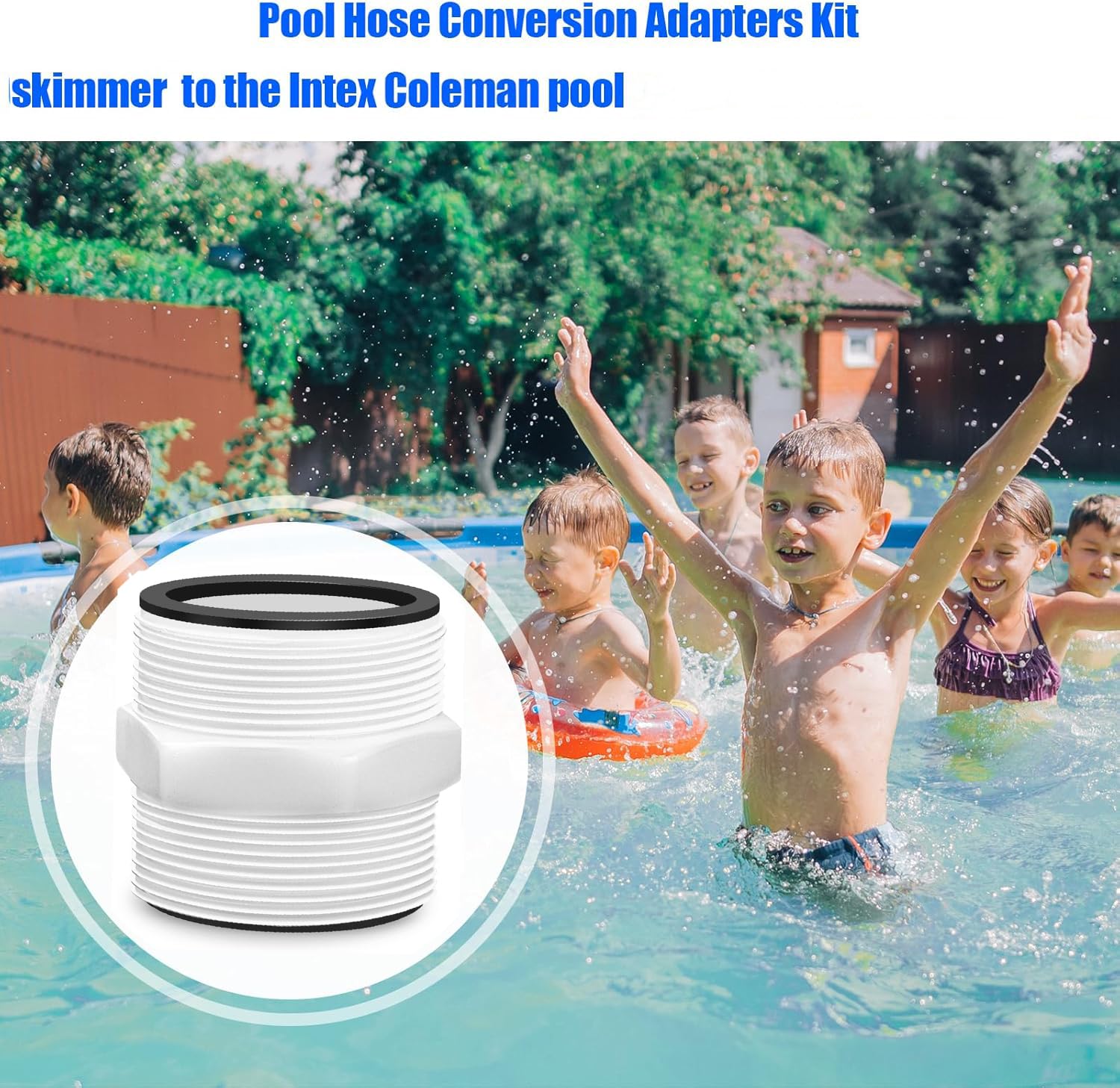 Adaptateur de tuyau de piscine pour piscine hors sol Intex - 38 cm - Connecteur de tuyau de piscine pour pompe Intex et Coleman - Connecteur d'extension de tuyau avec 2 joints toriques