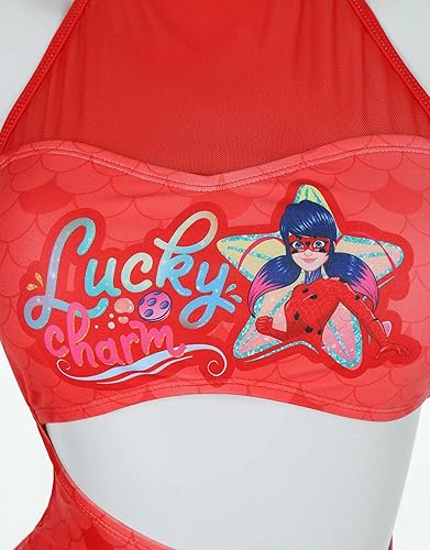 Vista 5 de Miraculous Traje de baño de una pieza con cuello alto y diseño de mariquita para mujer
