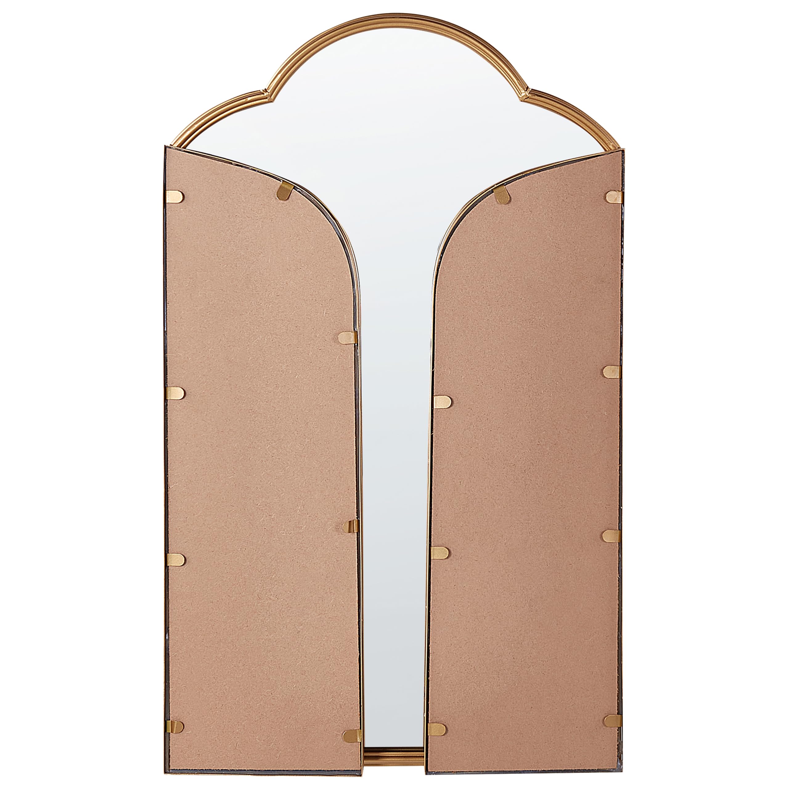 Beliani Faltbare Tischspiegel mit Zwei Flügeln Faltbare Make-up-Spiegel 87 x 77 cm Gold Savilly
