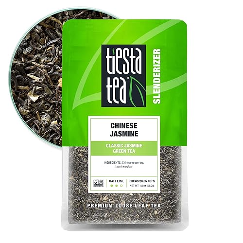 Tiesta Tea - JazmĂn chino tĂ© verde clásico de jazmĂn de hojas sueltas cafeĂna media tĂ© caliente y helado bolsa de 18 onzas 25 tazas natural soporte Tiesta Tea - JazmĂn chino tĂ© verde clásico de jazmĂn de hojas sueltas cafeĂna media tĂ© caliente y helado bolsa de 18 onzas 25 tazas natural soporte