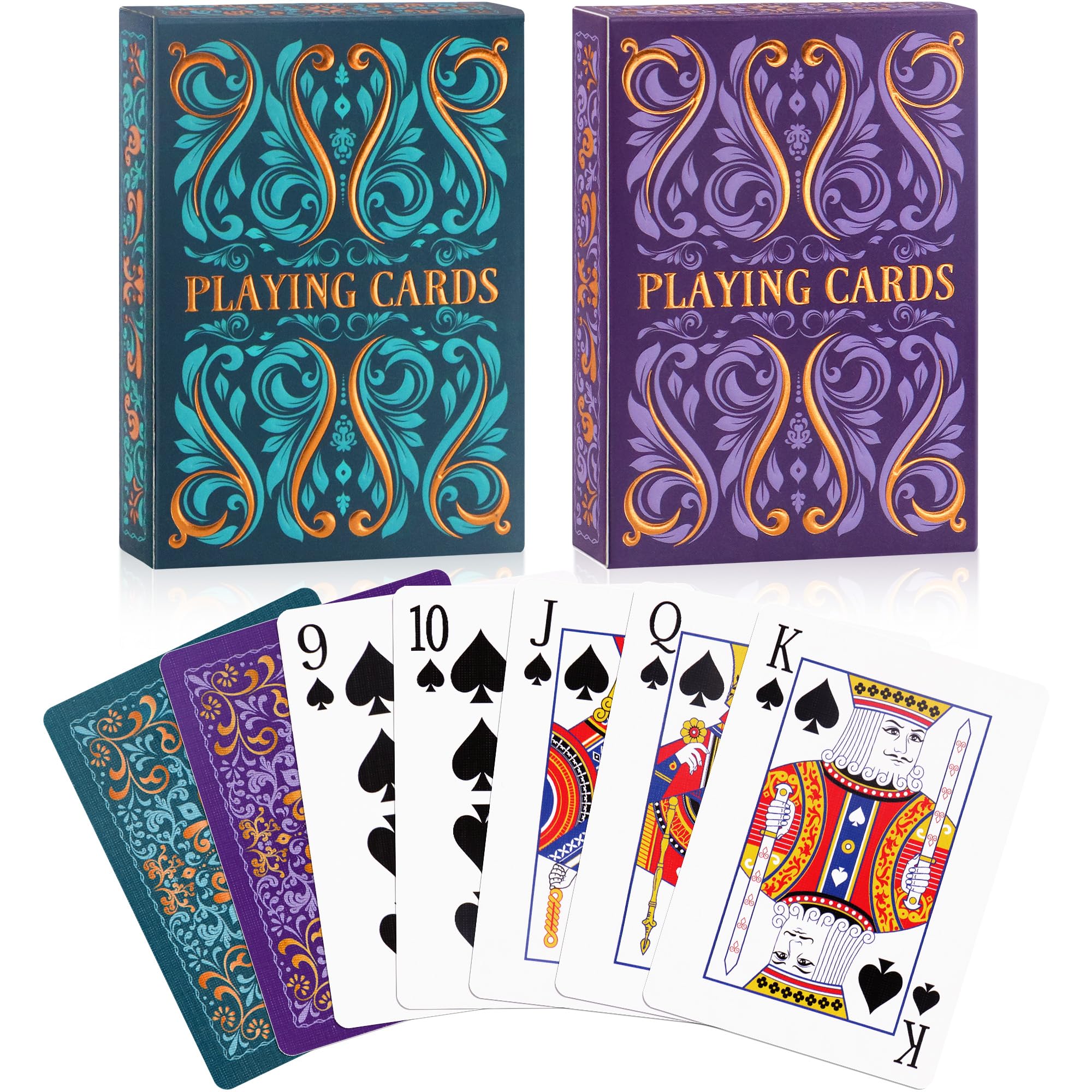 Aomaic Playing Cards 2 Pack Standard Index Playing Card Premium Poker Set Card Games for Adults Deck of Playing Cards for Travel Camping Family Games Night Party Games