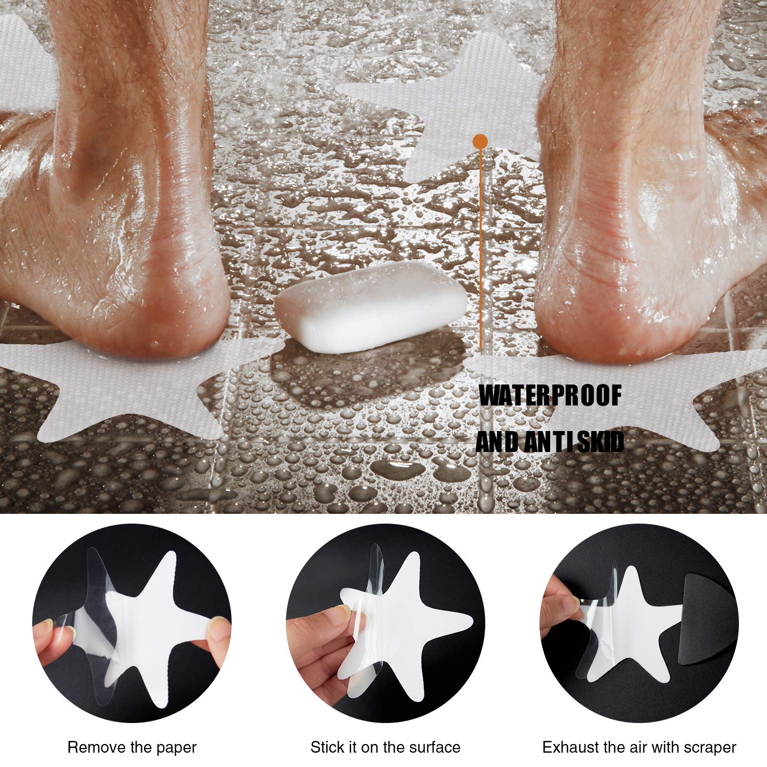 12 Stück Anti-Rutsch Aufkleber 9x7cm Weiß - Für Badewanne, Dusche Und Treppen