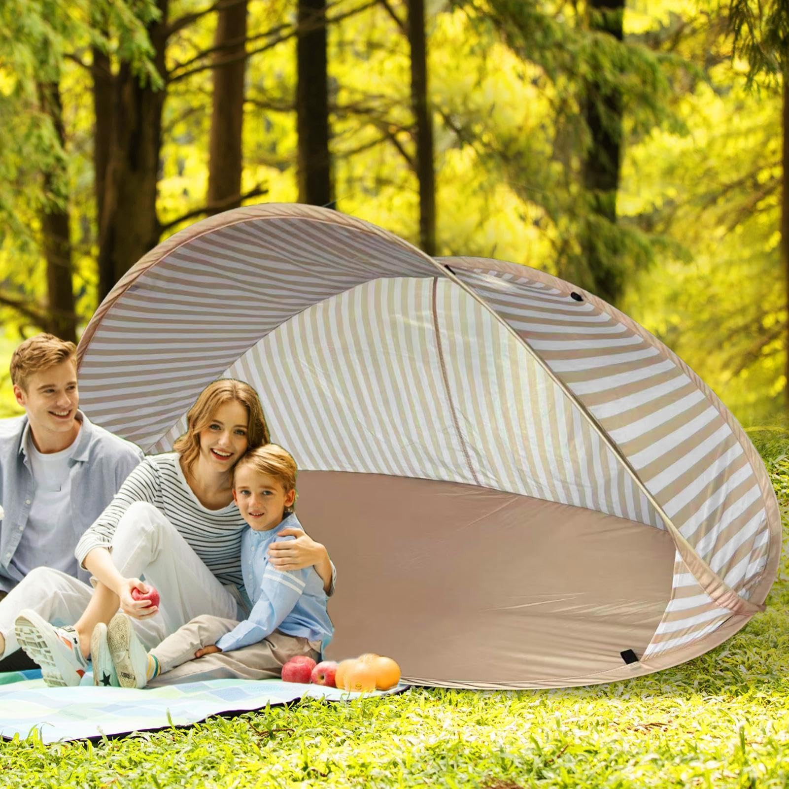 Tenda Da Spiaggia Solare Tettuccio Portatile Di Protezione Raggi UV | Solare da Spiaggia per Giardino, Picnic all'Aperto, Vacanze Estive, Viaggi, Escursionismo e Pesca