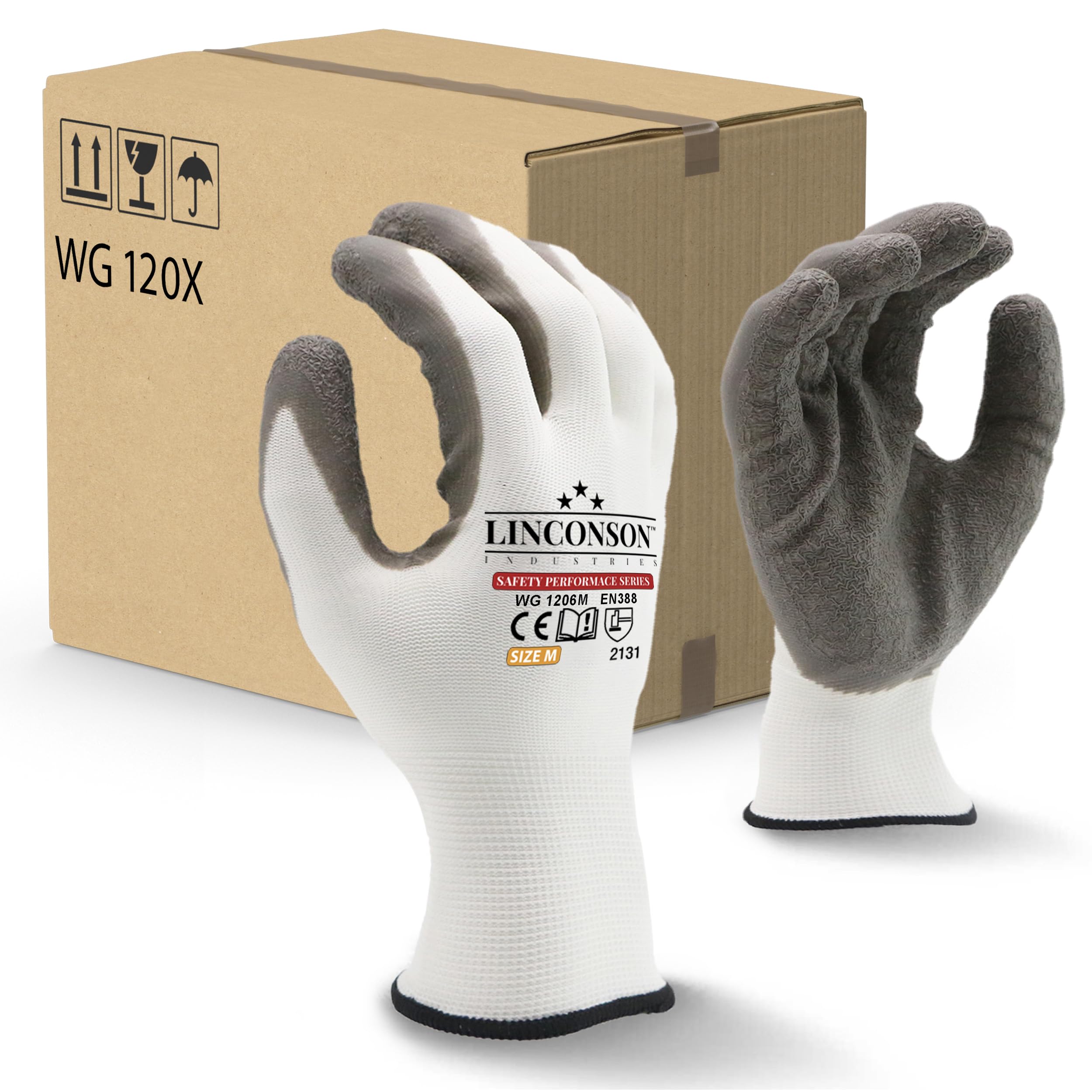 linconson Safety Performance Series Lot de 12 gants de travail en latex pour mécaniciens de construction