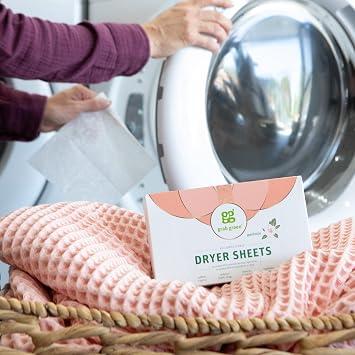 Grab Green Dryer Sheets, 80 Count, Gardenia, Compostable