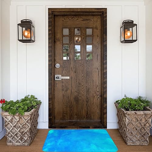 Miniatura 4 de Tapete de baño de espuma viscoelástica, antideslizante y suave, cómodo, compatible con teñido anudado de acuarela azul, lavable a máquina, tapete de