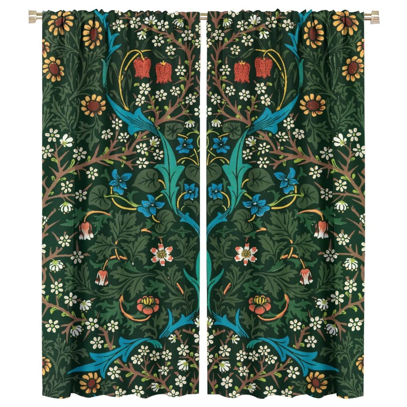 Amazon|William Morris レトロウィンドウカーテン ボタニカル柄 Amazon|William Morris レトロウィンドウカーテン ボタニカル柄