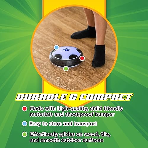 Miniatura 5 de Hover Soccer de The Makers of Stomp Rocket - Luces LED y parachoques acolchados para interiores de fútbol para niños y niñas de 3, 4, 5, 6, 7, 8