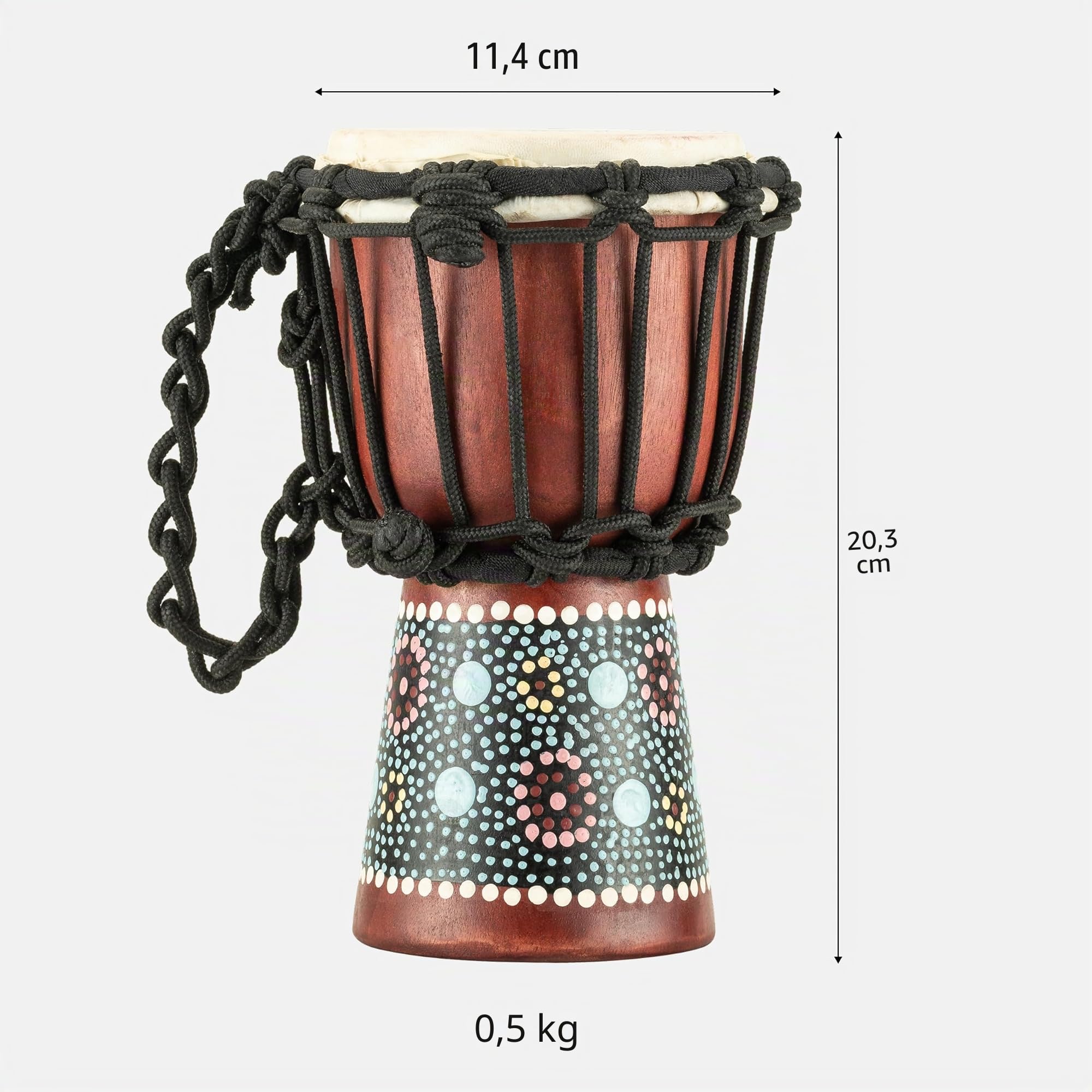 Meinl Percussion African Mini Djembe – Percussion à Main Extra Petite – Avec Peau de Chèvre – Diamètre 4,5 pouces – Acajou, Multicolore (HDJ8-XXS)