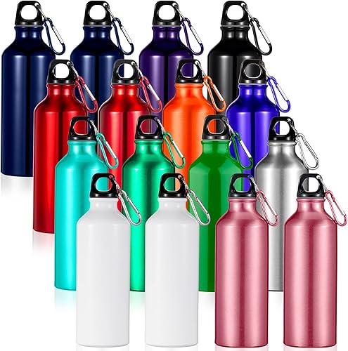 Miniatura 8 de 16 botellas de agua de aluminio de 17 onzas, botellas de agua de aluminio para bicicleta, botellas de agua para mochileros, botellas de agua