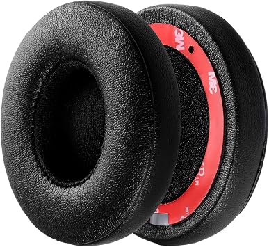 Solo 2/3 Wireless Earpads - JECOBB Replacement Ear Cushion Pads with Protein Leather and Memory Foam for Beats Solo 2.0/3.0 Wireless On Ear Headphones ONLY (Black)