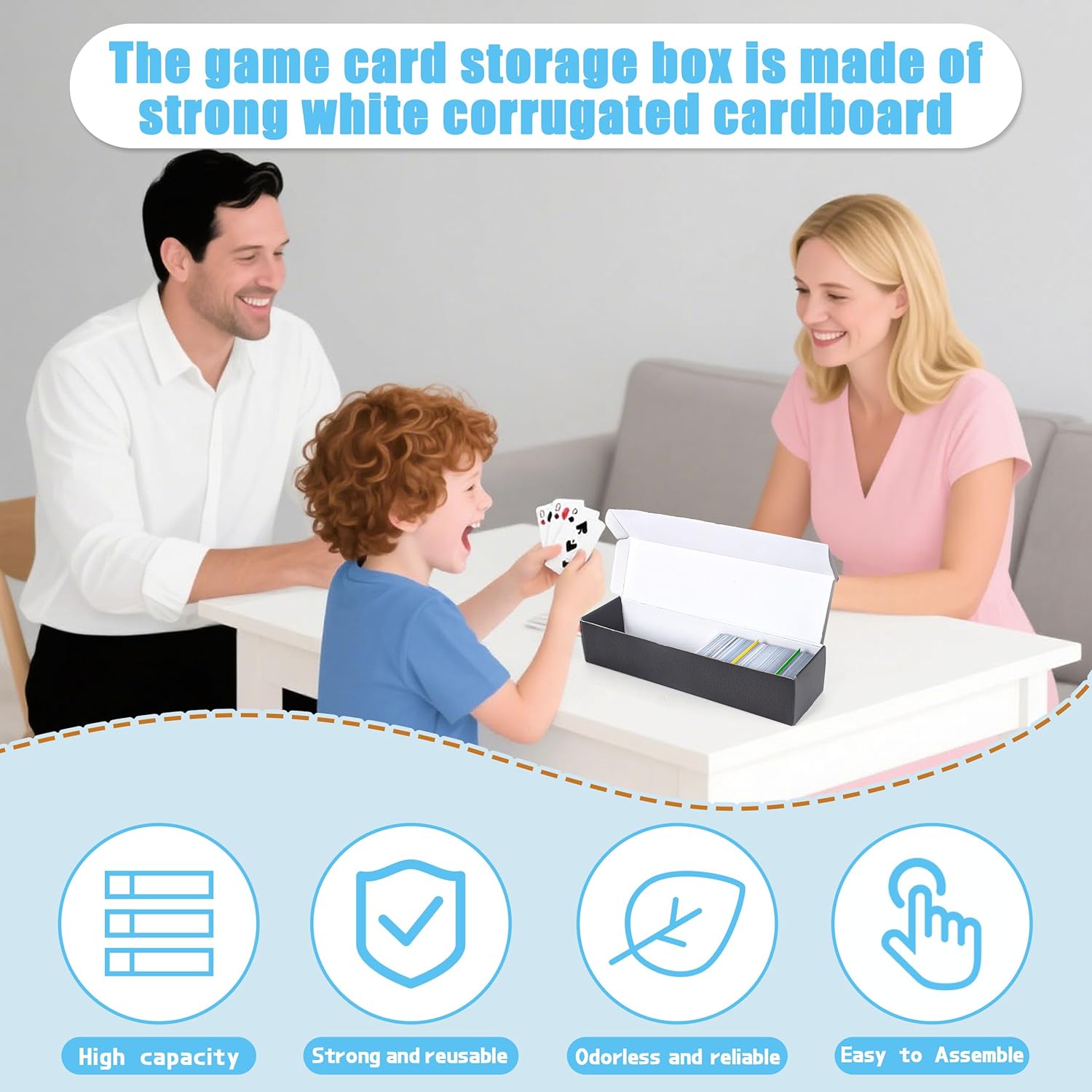 10 Pack Trading-Card-Cardboard Storage Boxes, 3120 Count Black Corrugated-Cardboard Storage Bins with Dividers & Labels for TCG/Magic/Mtg/Baseball/Game storage and Collection,Assemby Required