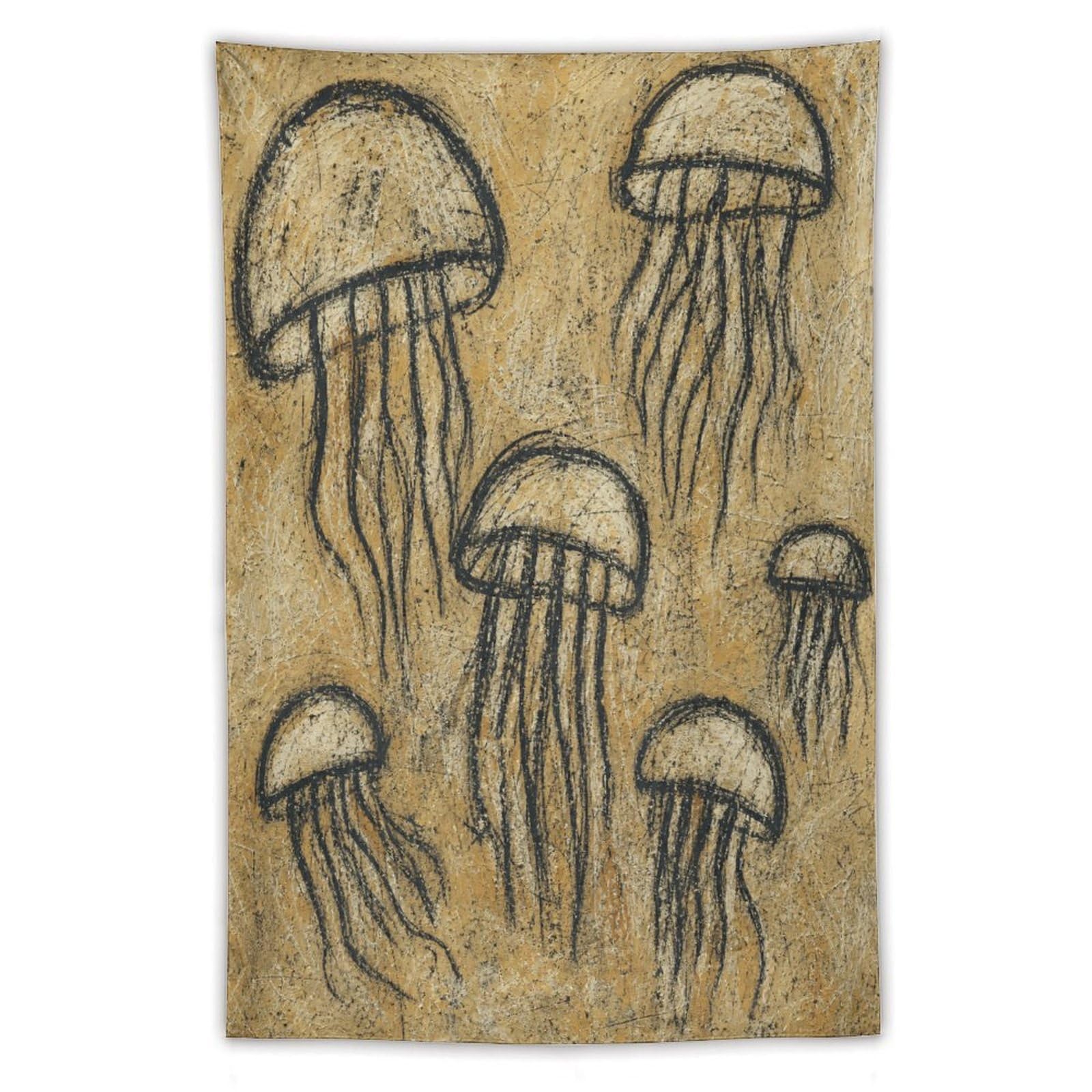 W7C8U2X3 Jellyfish Ink Study Wall Tapestry, Realistic Illustration