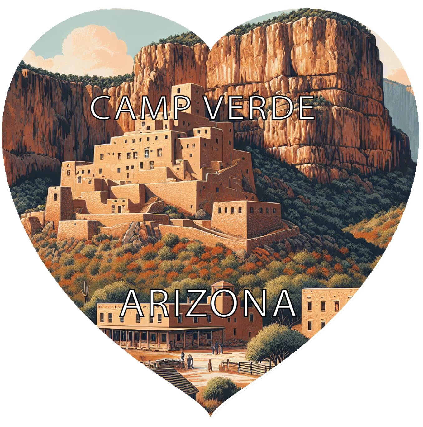 Camp Verde Arizona Souvenir Heart Design Vinyl Decal Sticker 6-Inch