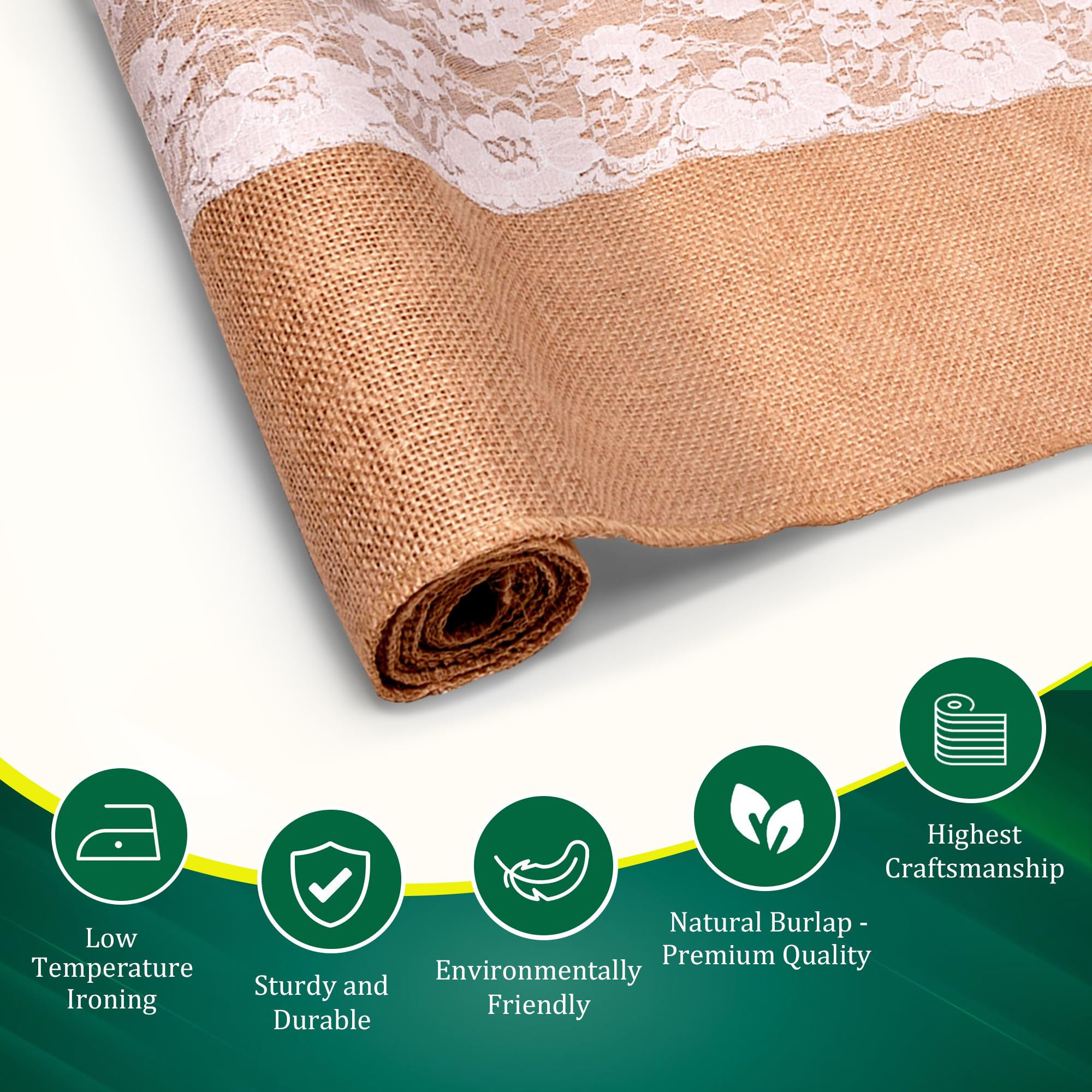 Lot de 6 chemins de table en toile de jute - 35,6 x 182,9 cm - Bords naturels sans effilochage - Sans odeur, respectueux de l'environnement - Parfait pour Noël, mariage, Thanksgiving