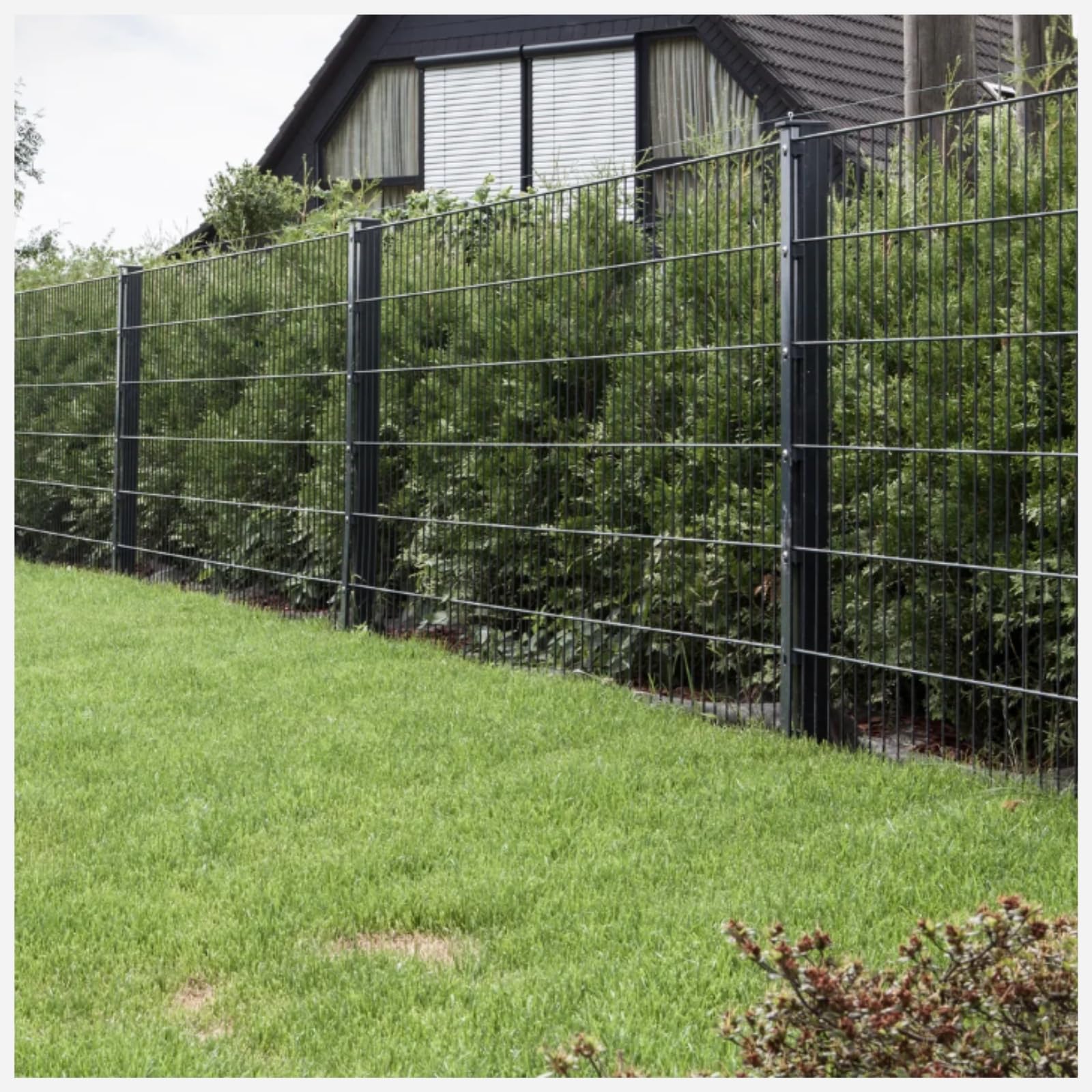 HORI Doppelstabmattenzaun Drahtstärke 8/6/8 mm Komplettset - je Gittermatte 200 cm - wahlweise mit Eckpfosten - verschiedene Längen und Höhen - Farbe Anthrazit Höhe 183 cm - Länge 2.5 m