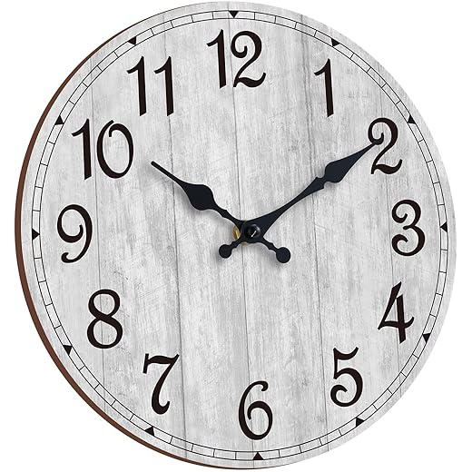 12-inch Grey Silent Rustic Wall Clock