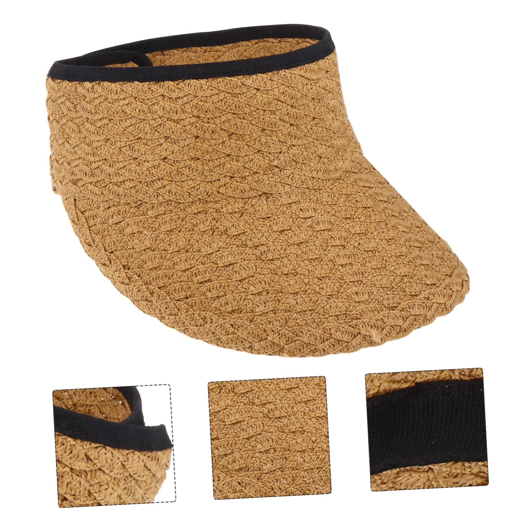 CALLARON leerer Zylinder für Schirmmütze groß Kappe Sonnenhut faltbar Männer strandloege gartenhüte Strohhut Visor Cap sonnenschutzmütze Stroh geflochtener Hut Sonnenschutzhut Khaki