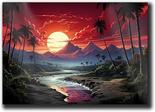 Neon Sunset Vibes Florida Synthwave Sunset Framed poster Print, Retro Miami Style Wall Art, Decor poster, Art Print