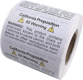 FirstZi California Prop 65 Warning Labels - 2x1 Inch 500 Labels - Self Adhesive CA Proposition 65 Chemical Safety Stickers - P65 Health Alert Sign Tags - Perforated for Easy to Peel