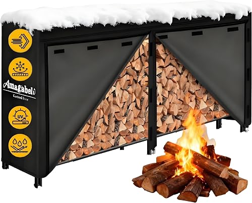 Porte buche-Range buche de cheminée avec 4 outils 74x4 Amagabeli