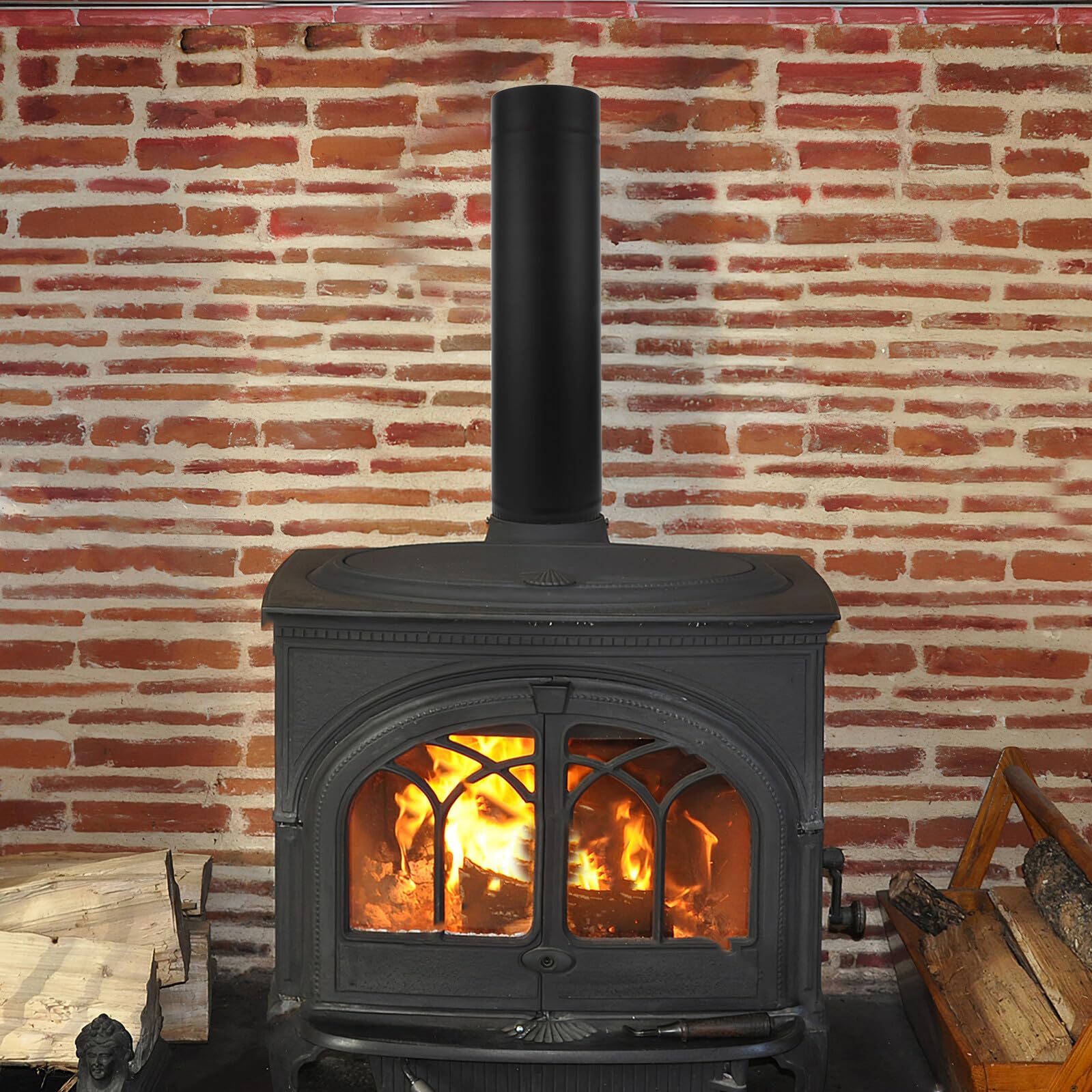 Tubo Fumi in Acciaio Inox Resistente al Calore per Stufa | 125mm, Giunto a Tenuta, Nero, Accessori per Sfiato Stufa Portatile, Uso Domestico
