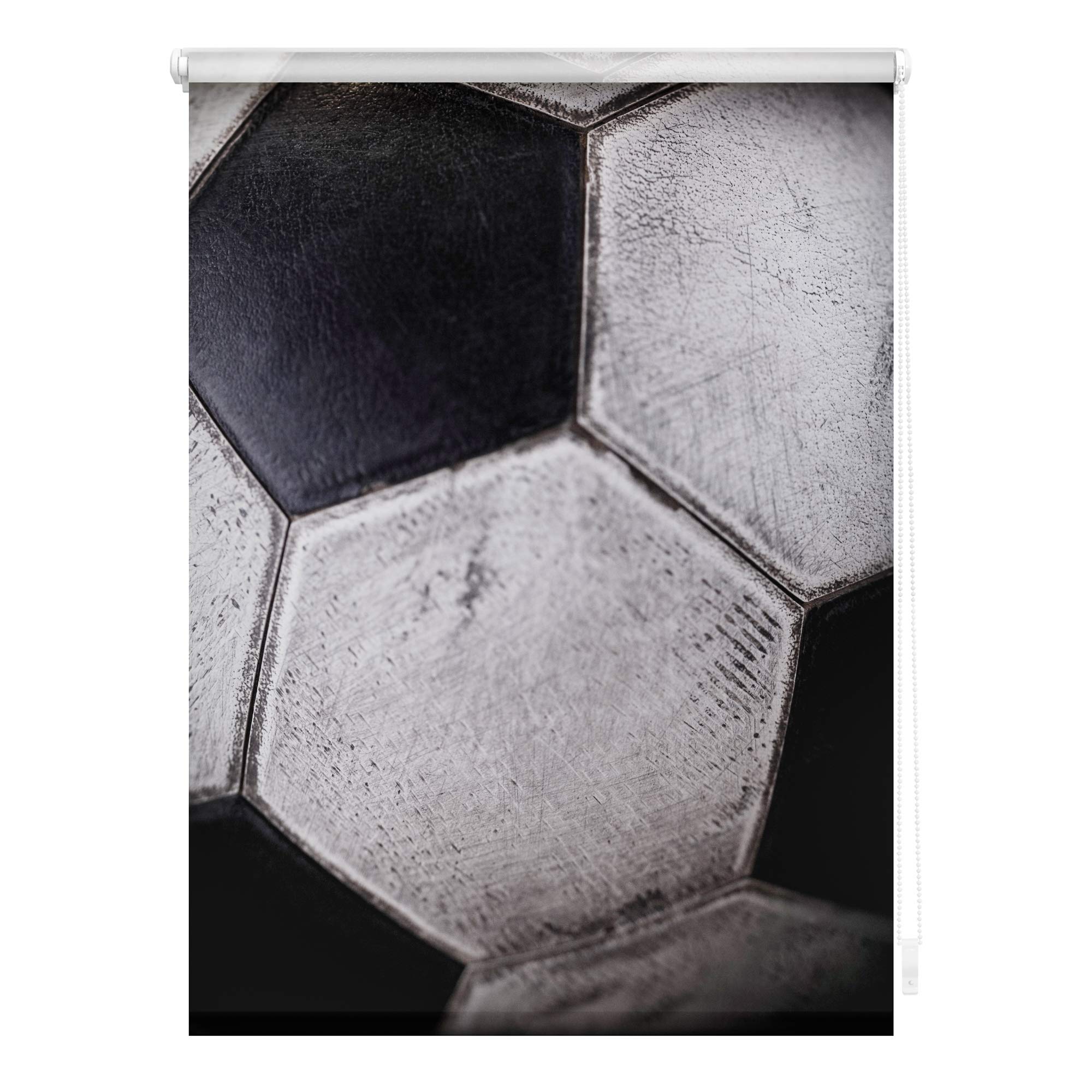 Lichtblick Klemmfix Tageslicht-Rollo mit Motiv, ohne Bohren, Blickdicht, Seitenzugrollo, Made in Germany, Retro Fußball - Schwarz-Weiß 80 x 150 cm (B x L)