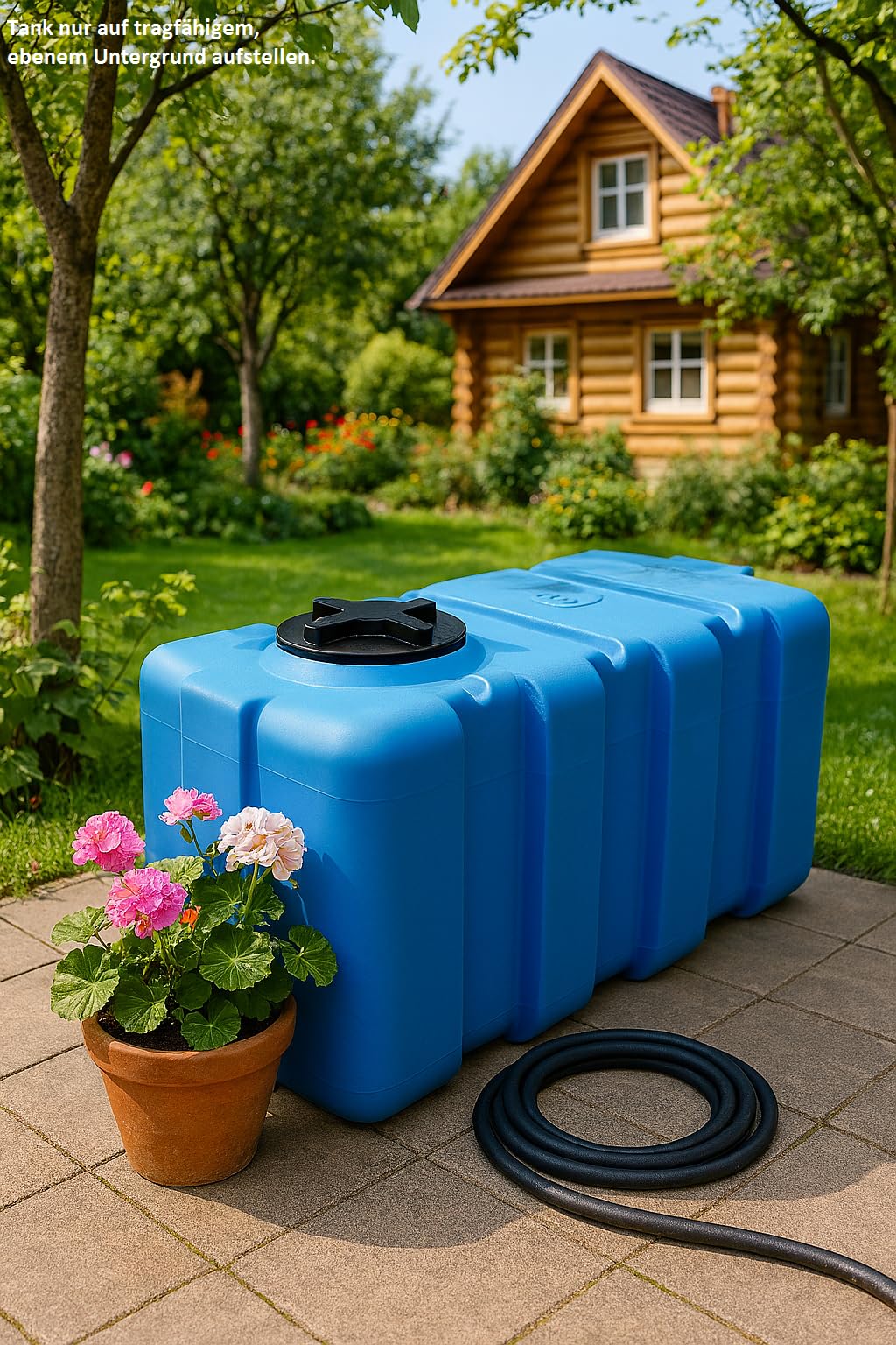 KMND Wassertank 200 Liter - PE-HD Wasserbehälter - lebensmittelecht PZH-Zertifiziert Regentonne Fass Tonne - Extrem Robust eckig für Camping Garten Landwirtschaft Notversorgung Vorrat - Blau