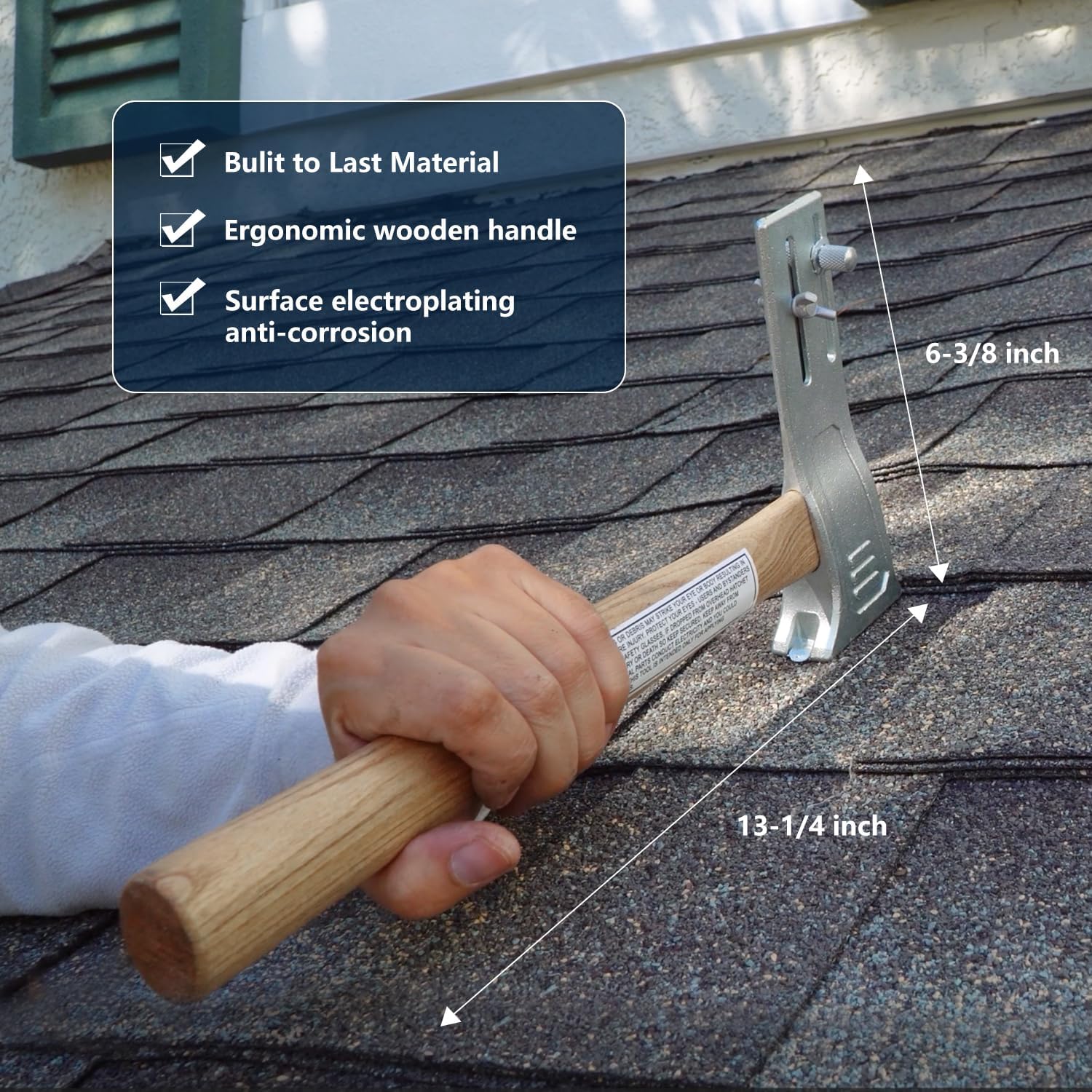 Magnetic Roofing Hammer with Sliding Gauge and Utility Knife,All-in-One Roof Repair Tool for Shingles, Felt Caps and Nails,Efficient Magnetic Hatchet for Professional and DIY Roofing