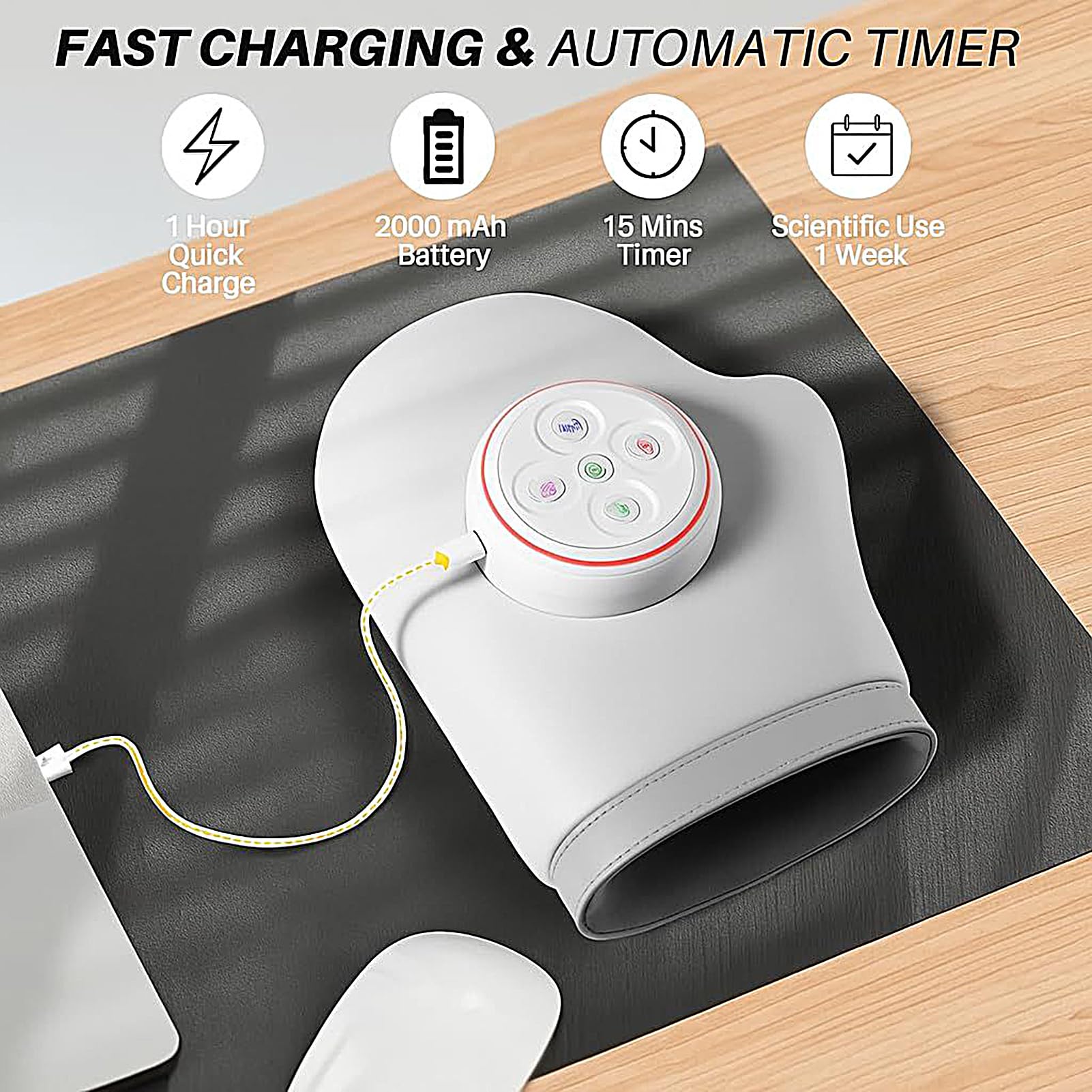Masajeador de Manos con Calor Máquina De Masaje Ajustable Recargable | Masajeador Eléctrico para Manos Para Trabajadores Viajeros Familia Amigos Estudiantes Adultos Hombres Mujeres Hogar Interior