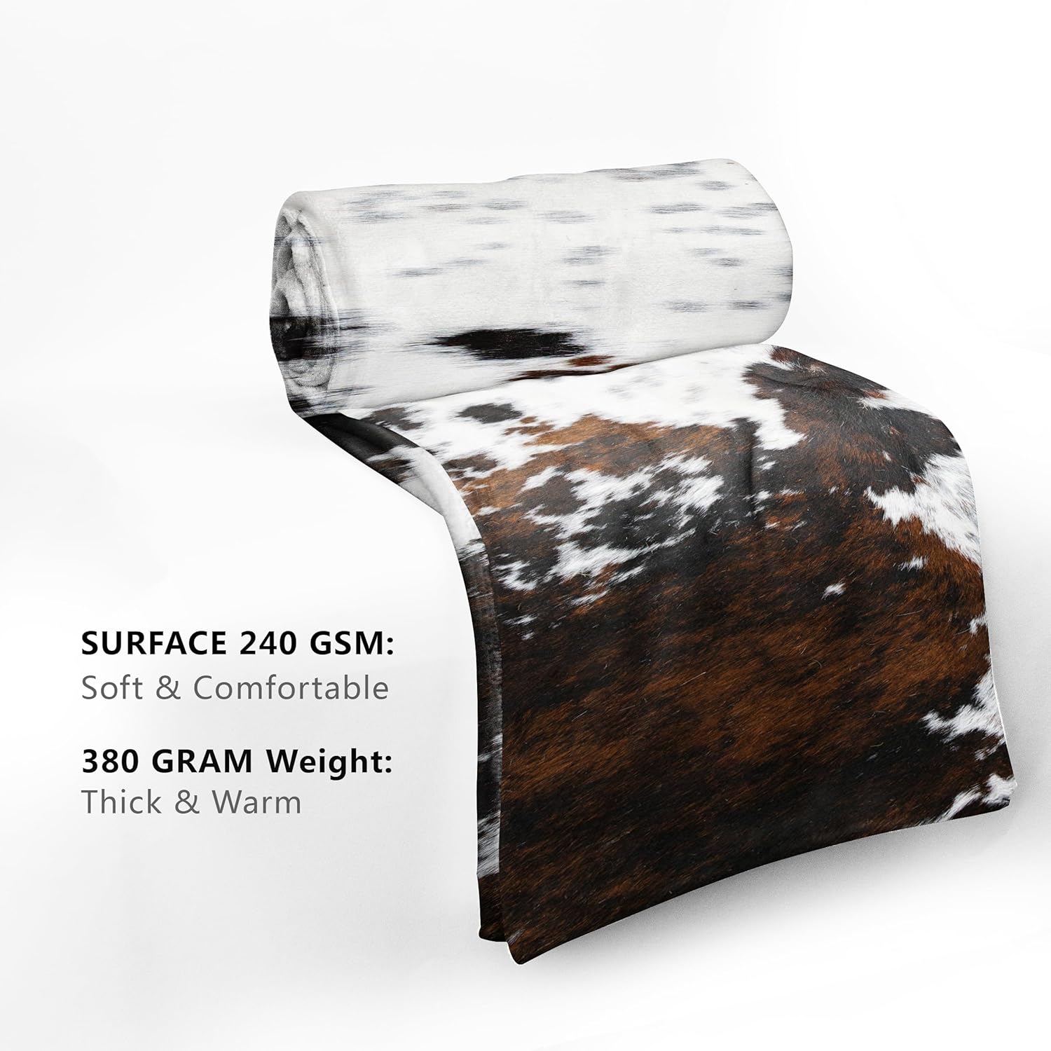 aportt Cow Print Blanket Soft Flannel Lightweight Cowhide Western Throw Blanket Cozy Warm White Brown Cow Blankets All Seasons Living Room Decor for Couch Chair Bed Sofa Office 40x50 inch - Image 5