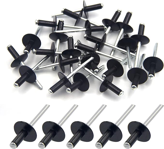 Black Pop Rivets, BESTYCHAO 50pcs Large Aluminum Blind Rivets 4.8mm x
