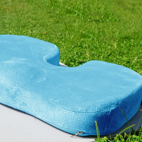 Miniatura 9 de Bookishbunny 2 piezas de espuma viscoelástica de alta resistencia para asiento de cintura, cojín de apoyo lumbar para coche, oficina, hogar (azul