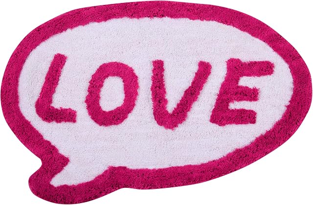Amazon Brand - Umi Bath Mat Love Soft Water Absorbent Cotton 50 x 80 Cms Red and White